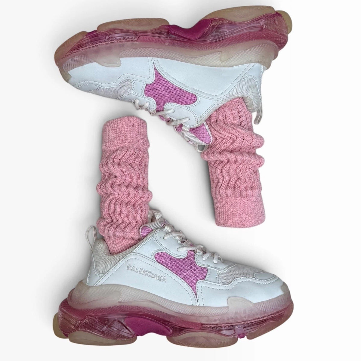 Balenciaga Triple S Clear Sole Pink White Chunky Y2K Dad Sneaker EU40 US10 Women
