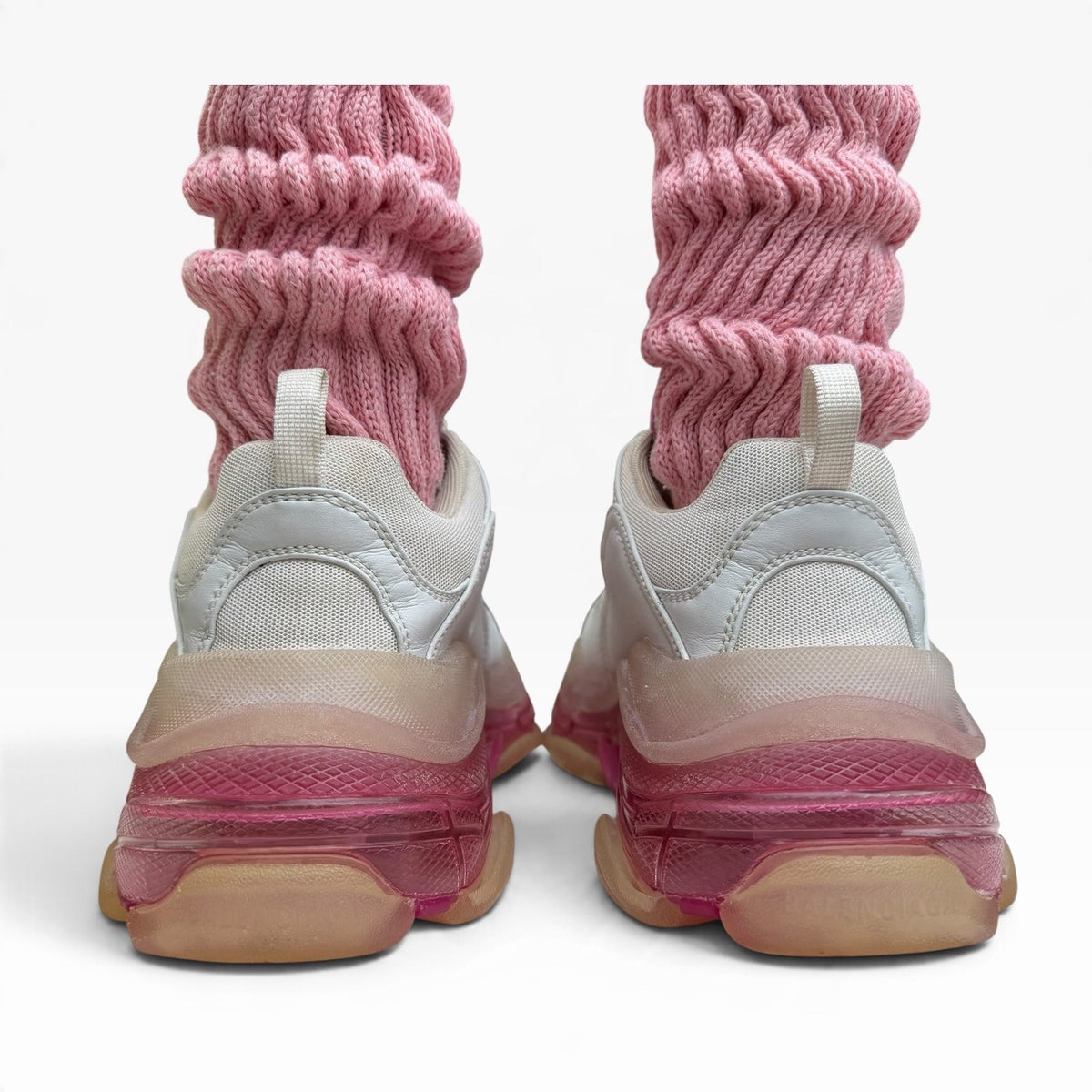 Balenciaga Triple S Clear Sole Pink White Chunky Y2K Dad Sneaker EU40 US10 Women