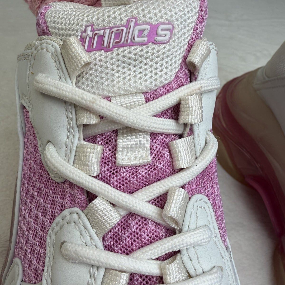 Balenciaga Triple S Clear Sole Pink White Chunky Y2K Dad Sneaker EU40 US10 Women