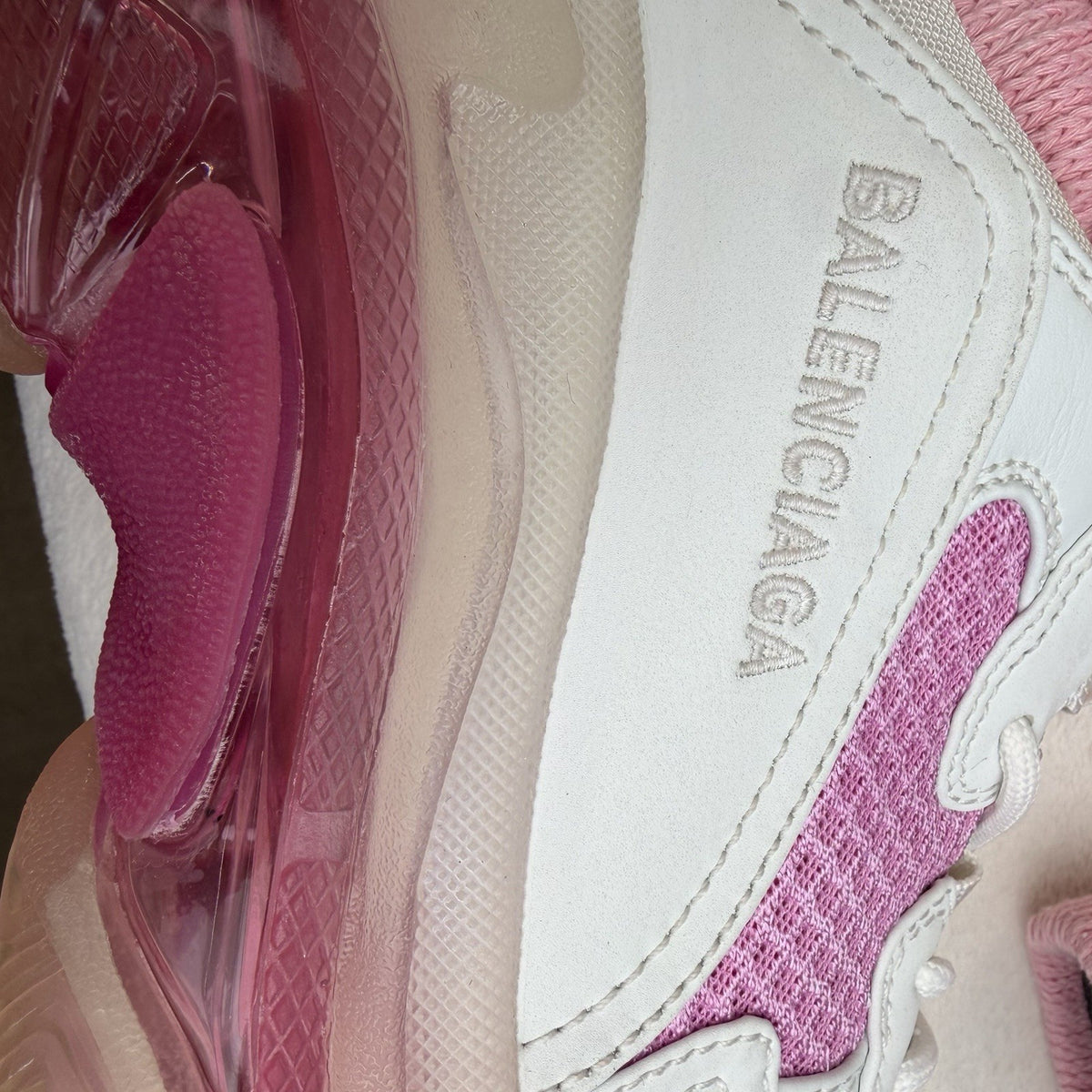Balenciaga Triple S Clear Sole Pink White Chunky Y2K Dad Sneaker EU40 US10 Women
