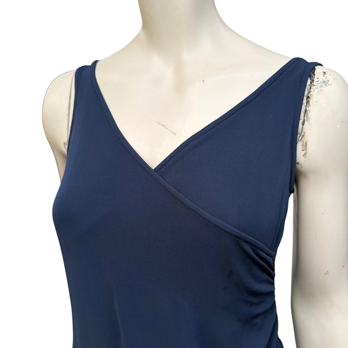 Diane von Furstenberg Navy Ruched Faux Wrap Dress | 6 — detail photo 3