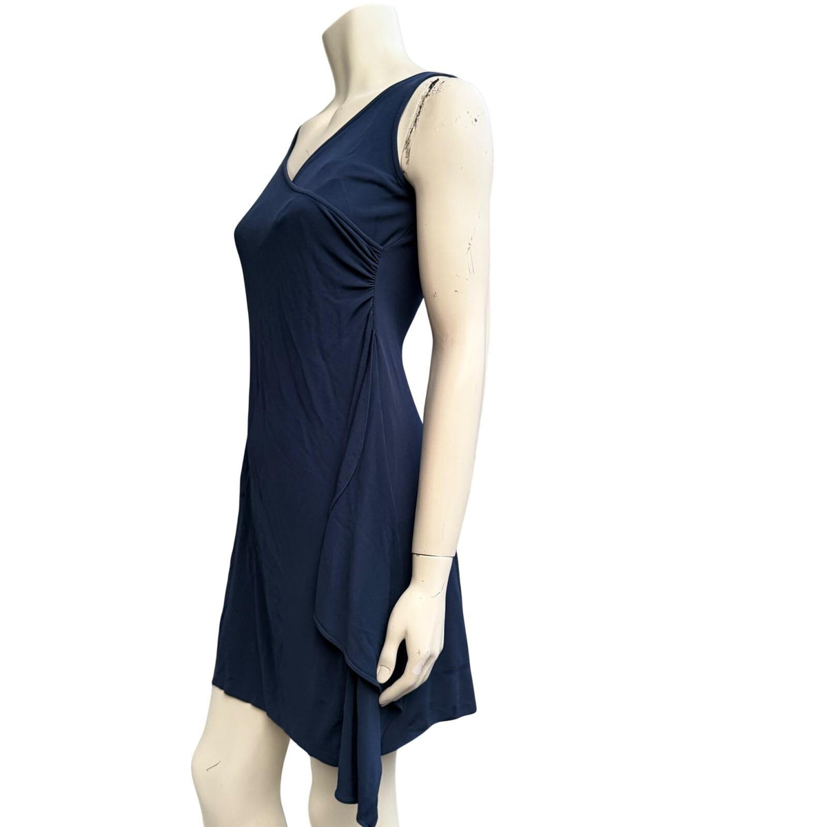 Diane von Furstenberg Navy Ruched Faux Wrap Dress | 6 — detail photo 4