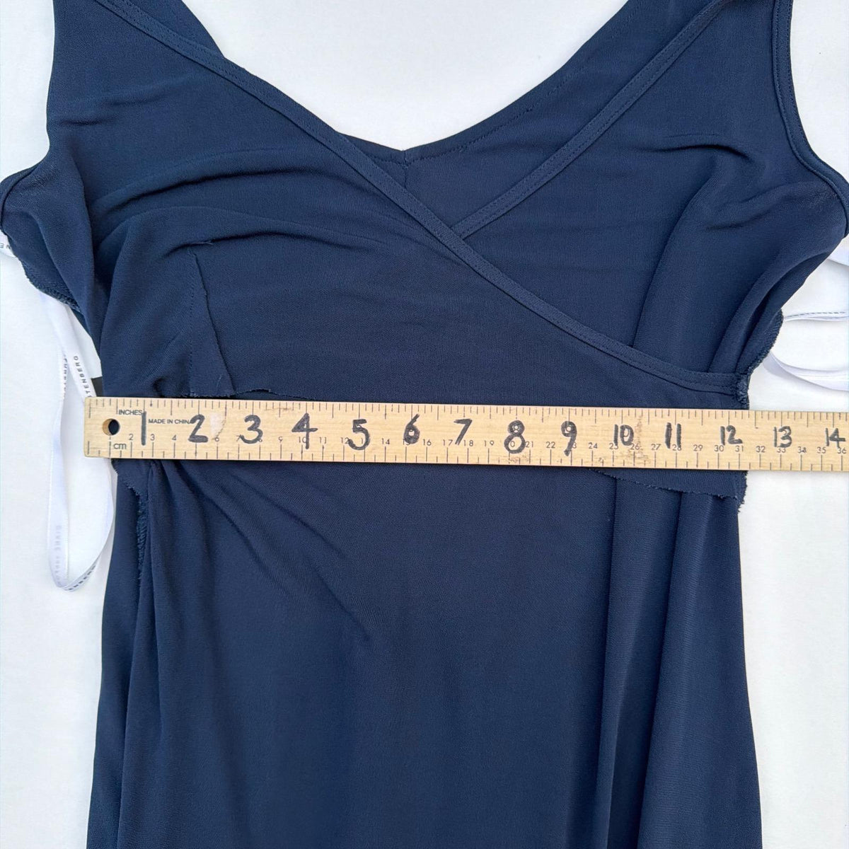 Diane von Furstenberg Navy Ruched Faux Wrap Dress | 6 — detail photo 8