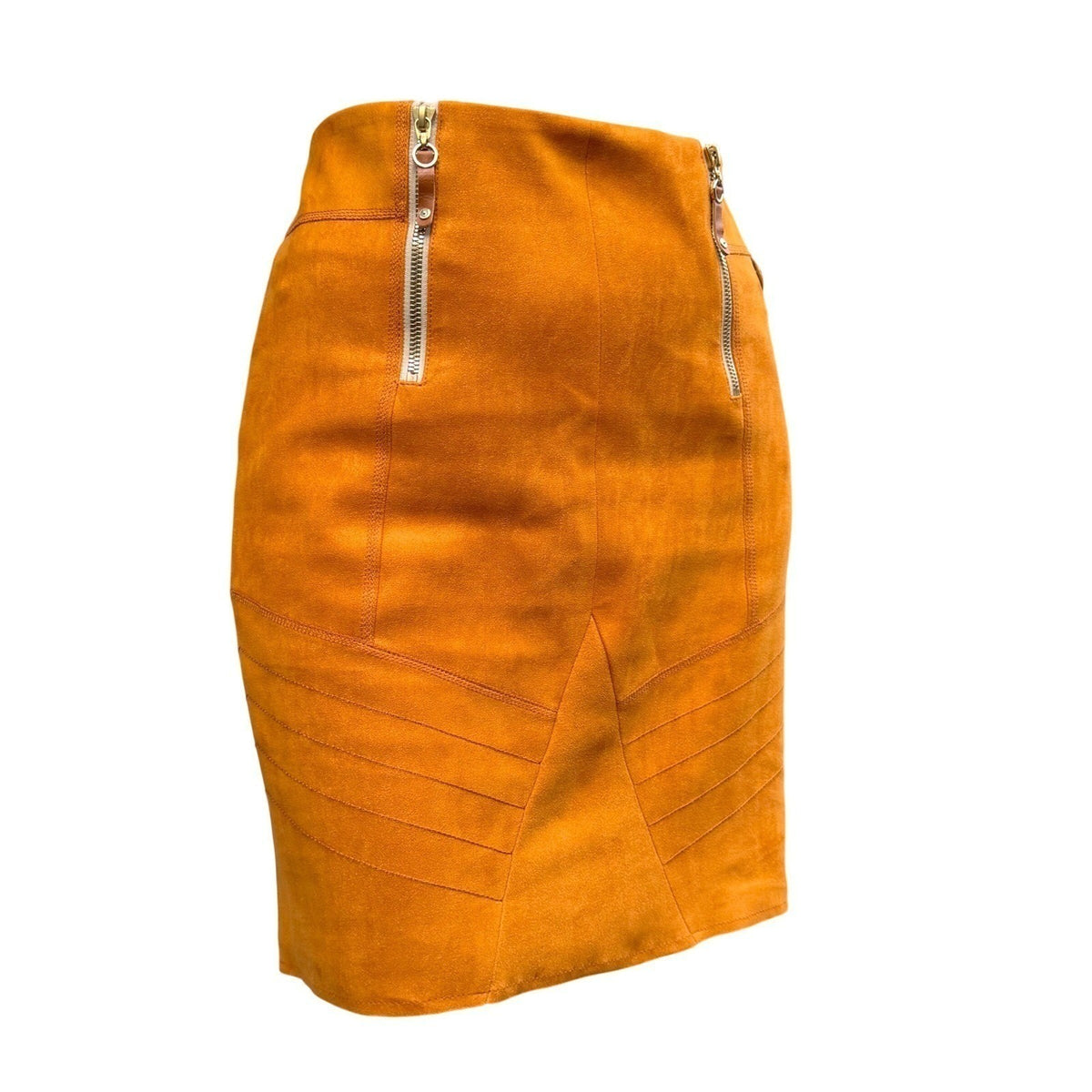 Sportalm Raelyn Ochre Faux Suede Zip Detail Skirt | 6 — detail photo 3