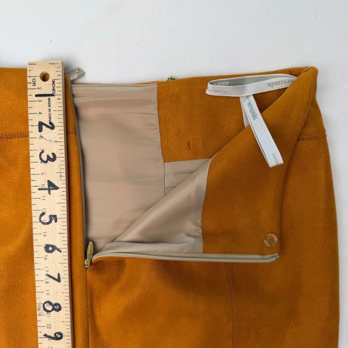 Sportalm Raelyn Ochre Faux Suede Zip Detail Skirt | 6 — detail photo 8