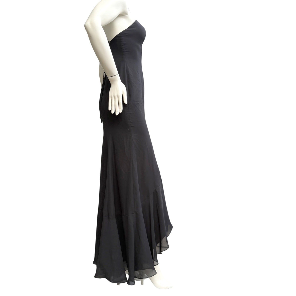 Black Ruffle High Slit Evening Gown | S — detail photo 3