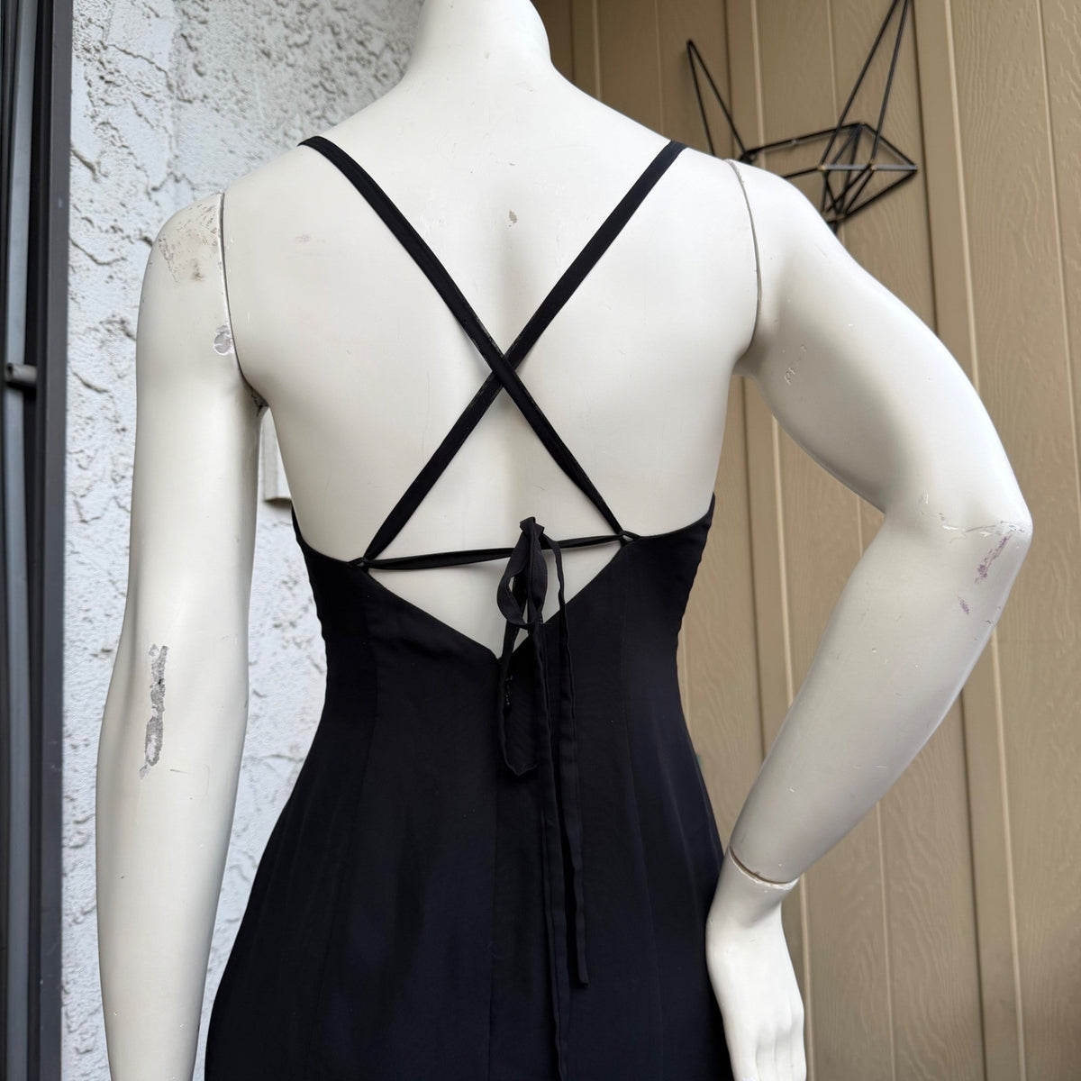 Black Ruffle High Slit Evening Gown | S — detail photo 7