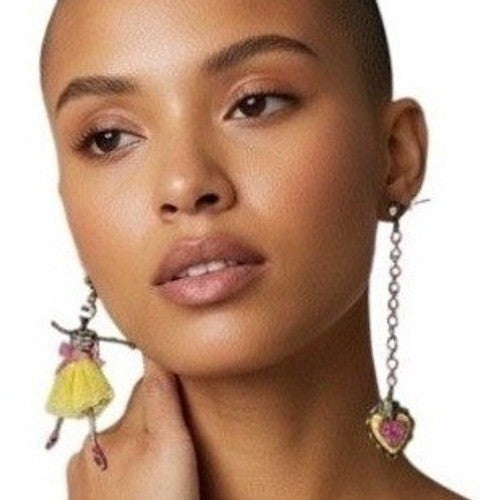 Betsey Johnson Skull Ballerina & Heart Earrings — detail photo 3