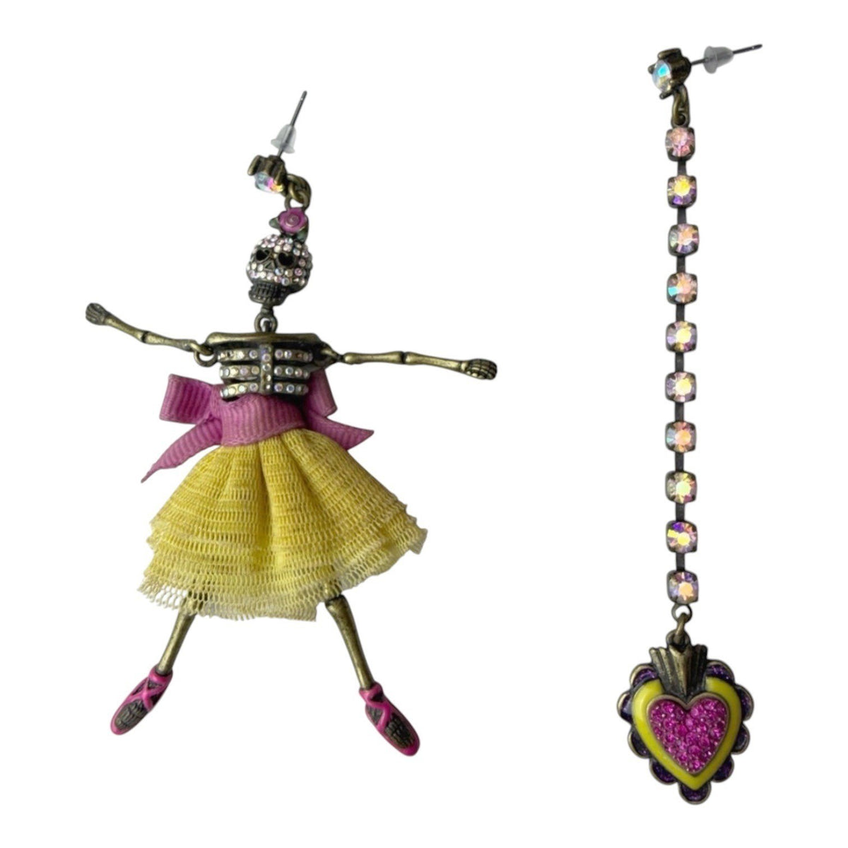 Betsey Johnson Skull Ballerina & Heart Earrings — detail photo 7