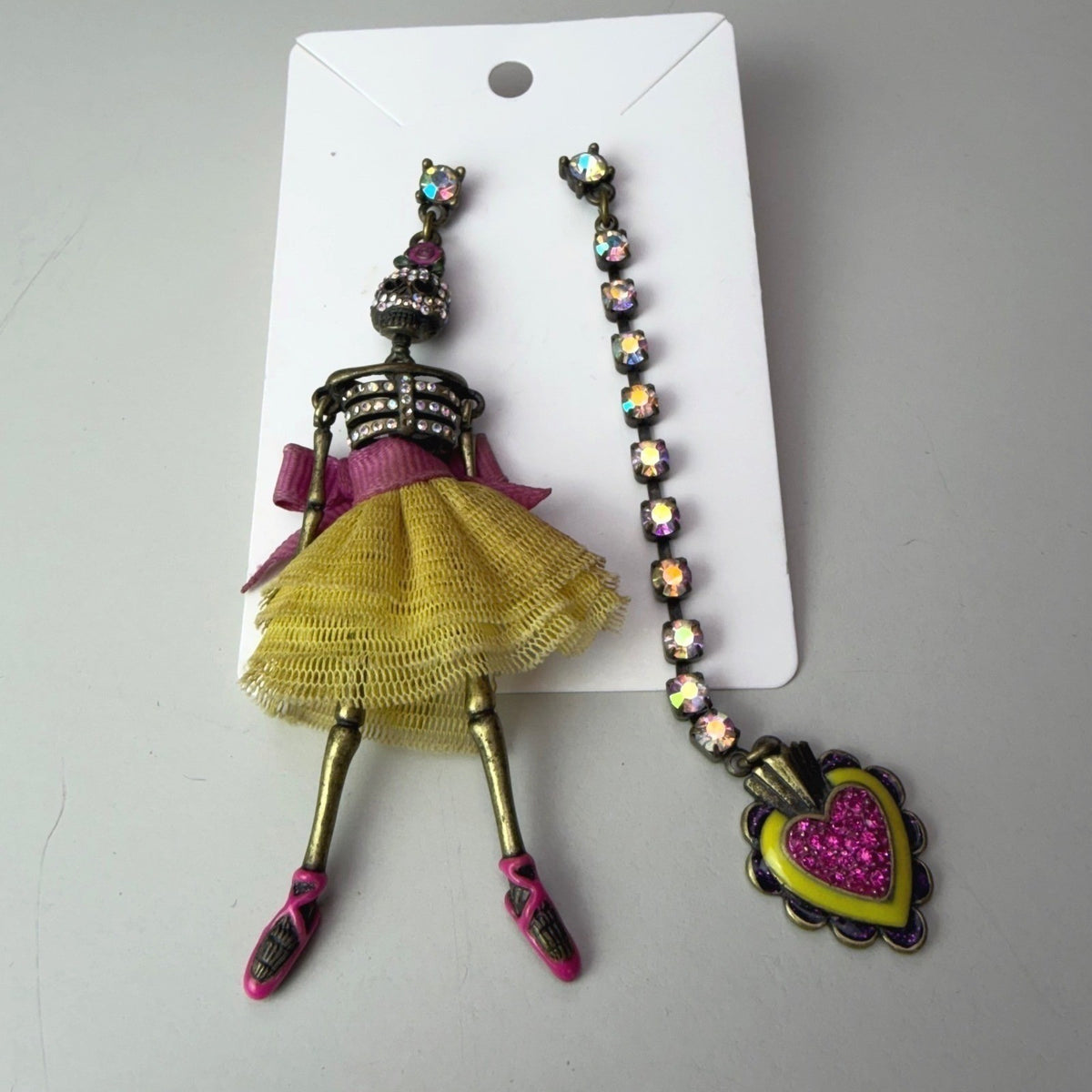 Betsey Johnson Skull Ballerina & Heart Earrings — detail photo 8