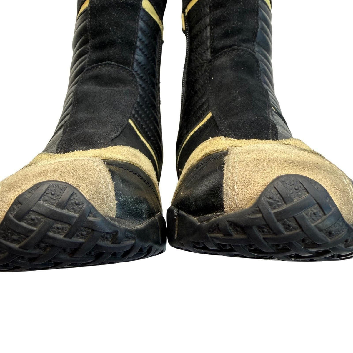 Diesel Nico Vintage Y2K Moto Racing Boots Leather Black Yellow Knee High Zip 6.5