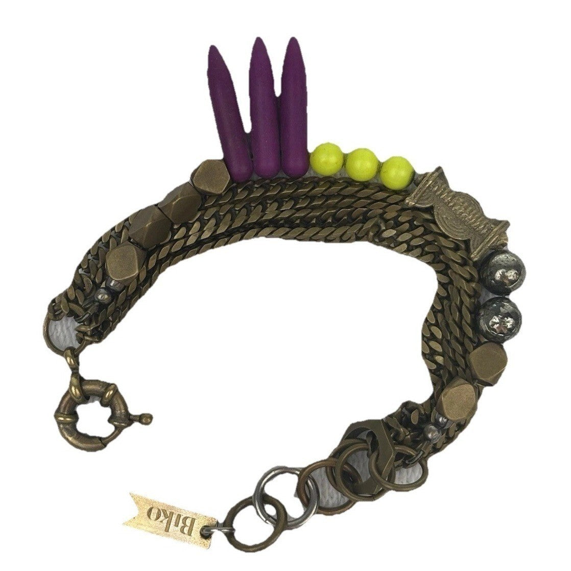 Biko Brass Tone Beaded Charm Bracelet — detail photo 3