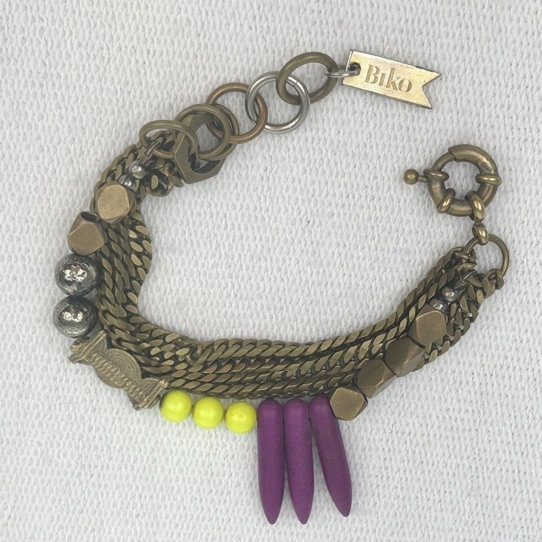 Biko Brass Tone Beaded Charm Bracelet — detail photo 4