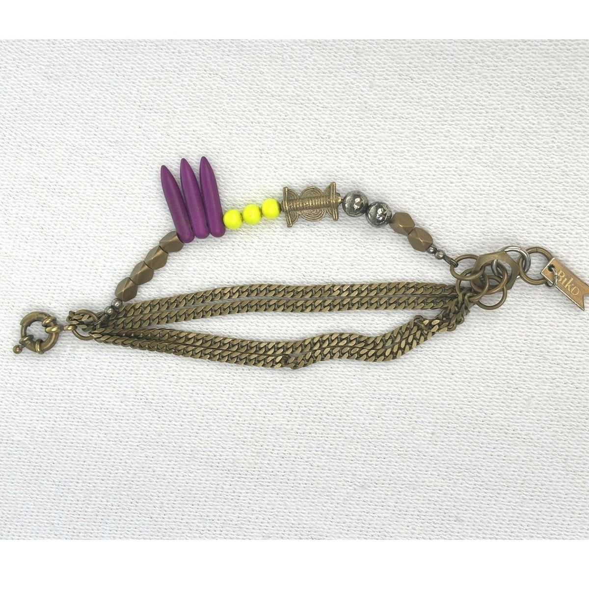 Biko Brass Tone Beaded Charm Bracelet — detail photo 5