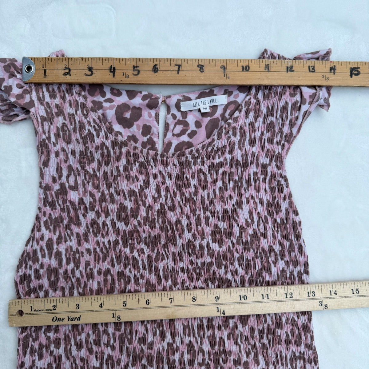 Abel The Label Pink Leopard Smocked Maxi Dress | M — detail photo 10
