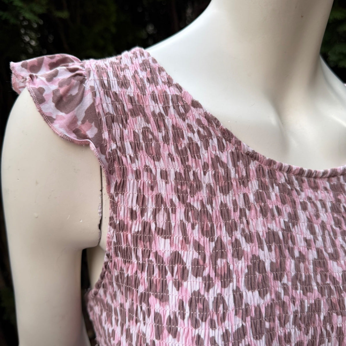 Abel The Label Pink Leopard Smocked Maxi Dress | M — detail photo 8