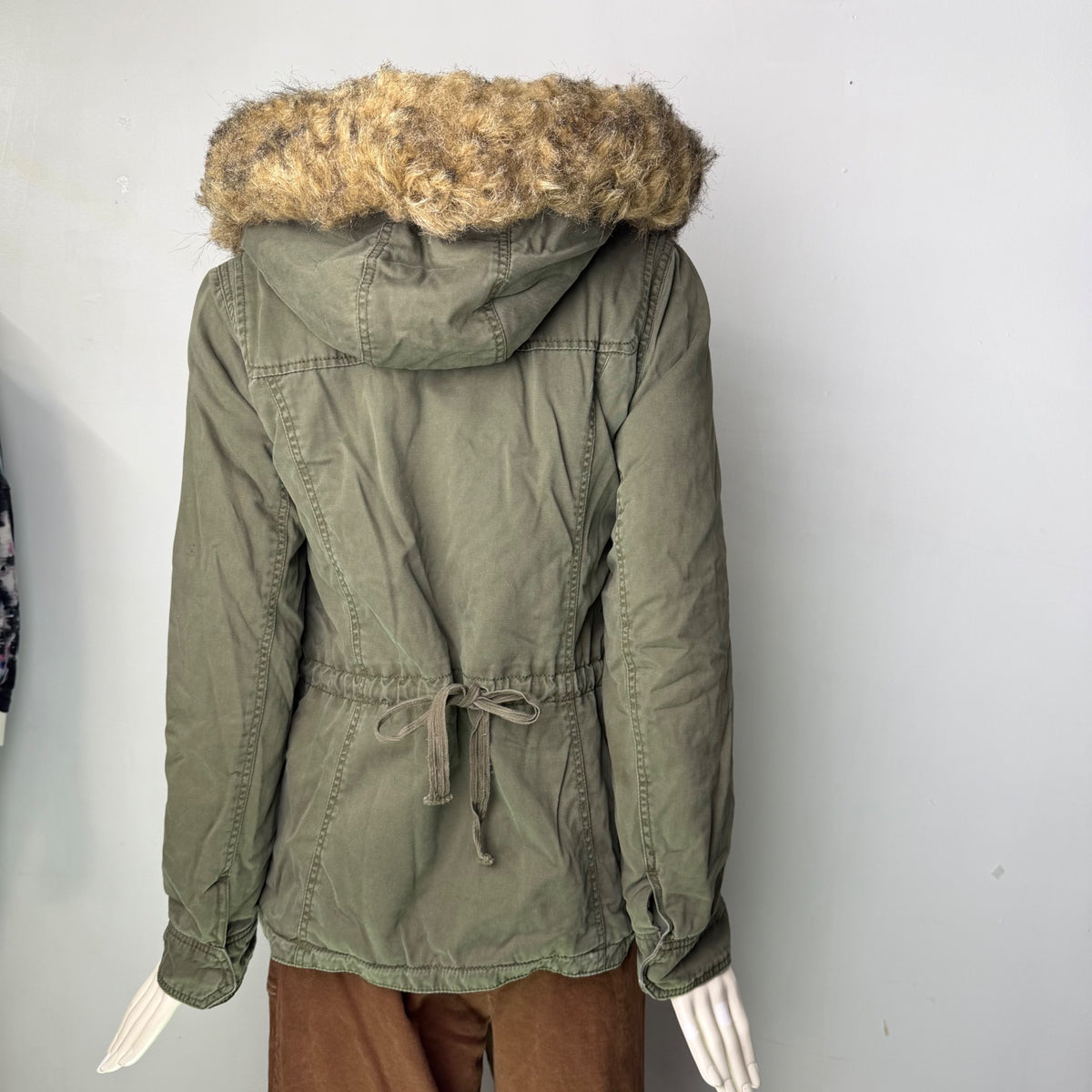 Vintage Abercrombie & Fitch Toggle Parka Jacket Sherpa Hood Green Bella Swan L