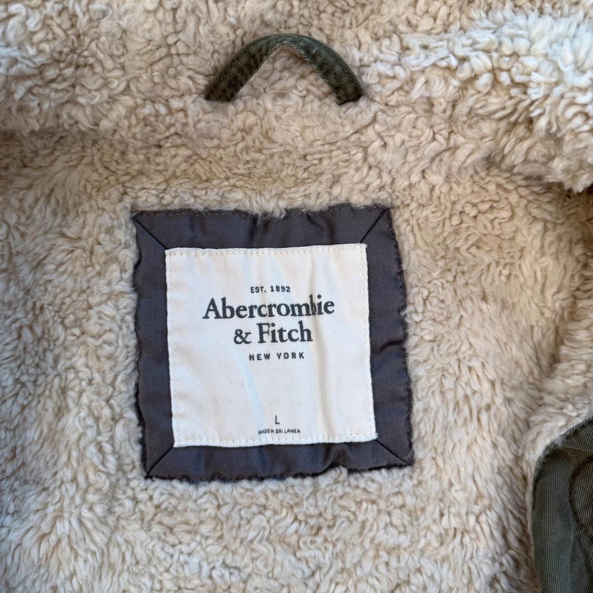 Vintage Abercrombie & Fitch Toggle Parka Jacket Sherpa Hood Green Bella Swan L