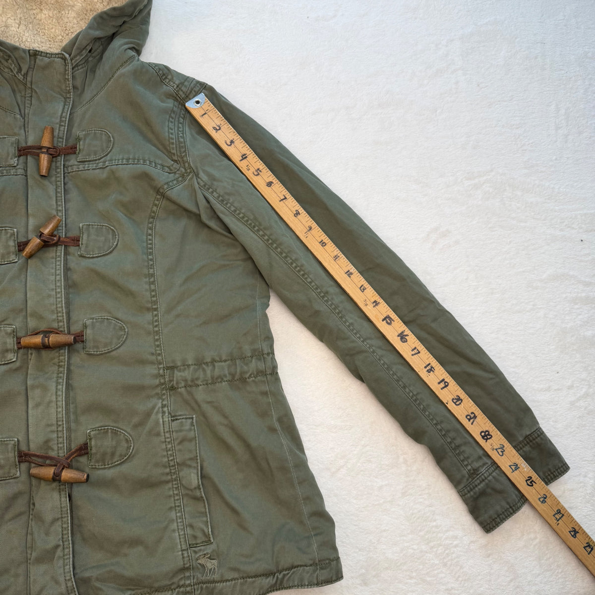 Vintage Abercrombie & Fitch Toggle Parka Jacket Sherpa Hood Green Bella Swan L