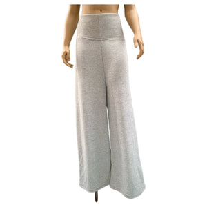 simple knit grey womans wide leg and wide elastic waistband handmade bottoms