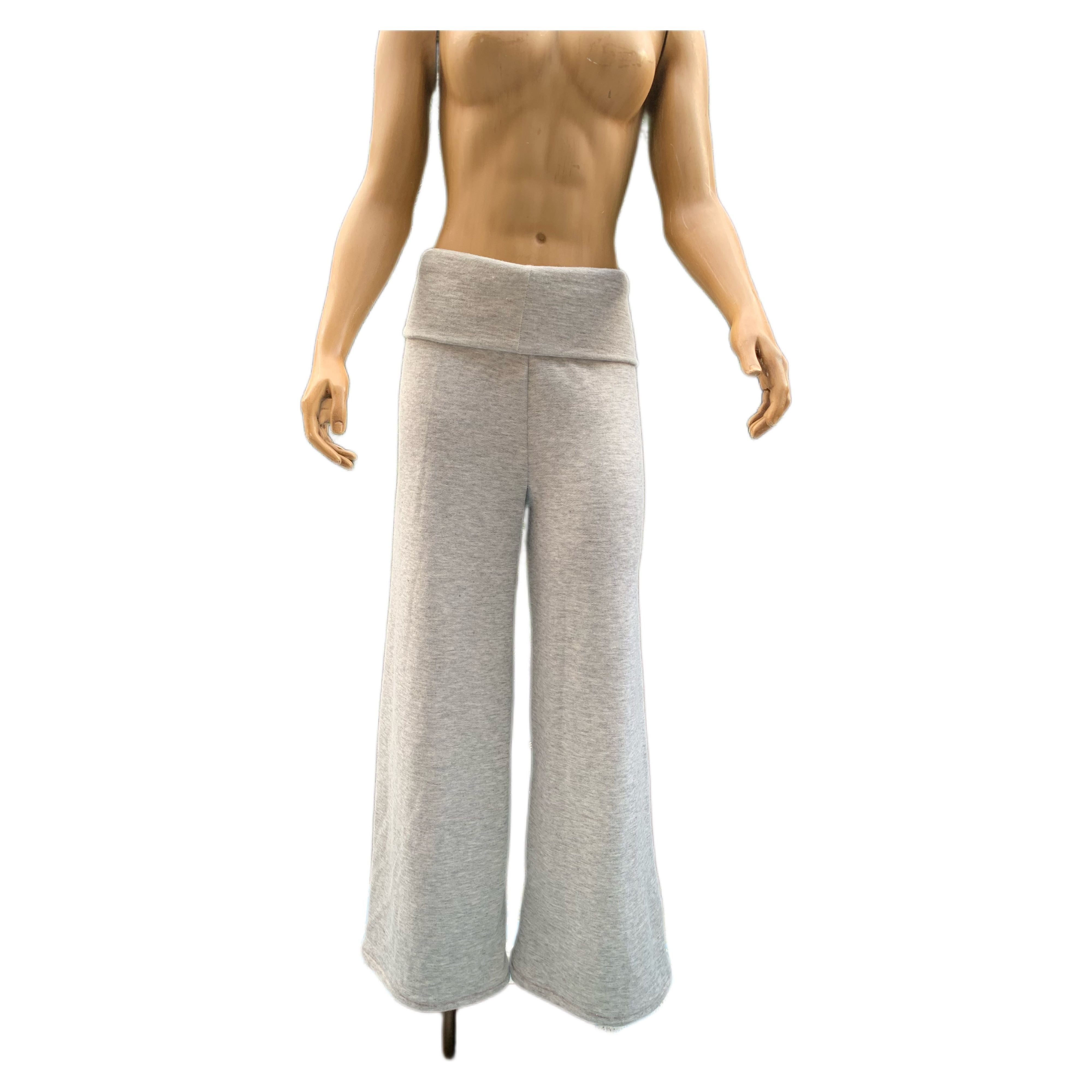 simple knit grey womans wide leg and wide elastic waistband handmade bottoms