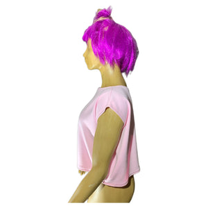womans baggy handmade simple cute pink sleeveless crop top