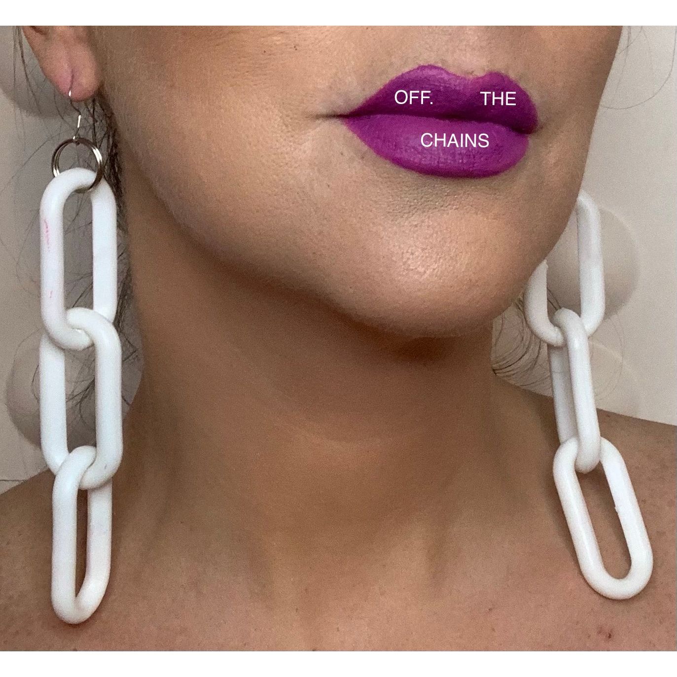 white chainlink earrings